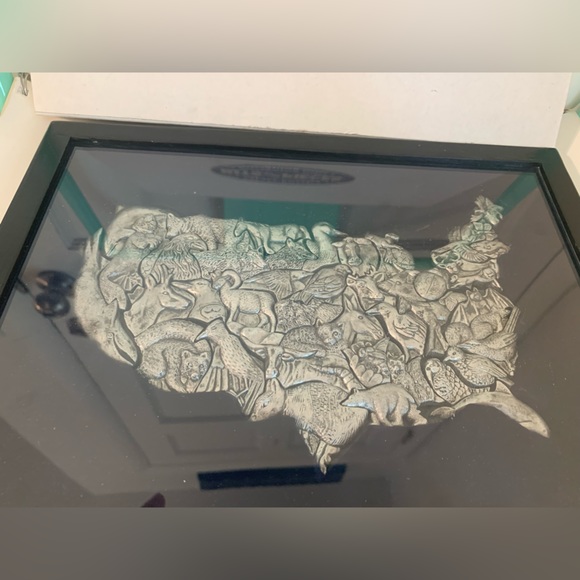 RARE & RETIRED - FRED SZATKOWSKI Pewter Cast USA 3D USA Animal Map - Picture 3 of 7